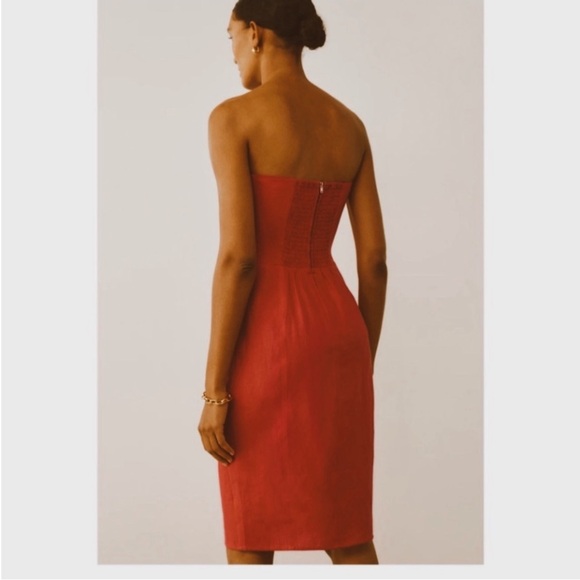 NWT 2025 Collection Reformation Strapless Linen Prescott Fitted  Dress Sz US 6 - Picture 7 of 8